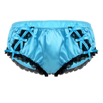 Men's Sissy Ruffled Lace Panties / Shiny Satin Low Rise Stretchy Gay Bikini Jockstraps - EVE's SECRETS